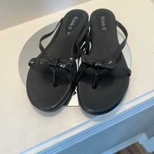 Michelle D Black Bow Sandals